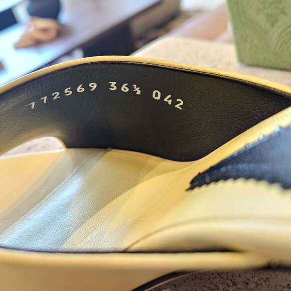 Gucci Interlocking G Heel Sandal 772569 C9D00 - 7412 Light Yellow Size 36+ - Picture 11 of 13